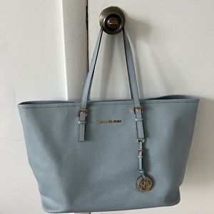 Michael Korn Sky Blue Leather Tote